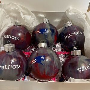 New England Patriots Holiday Ornament Set - Red and Blue